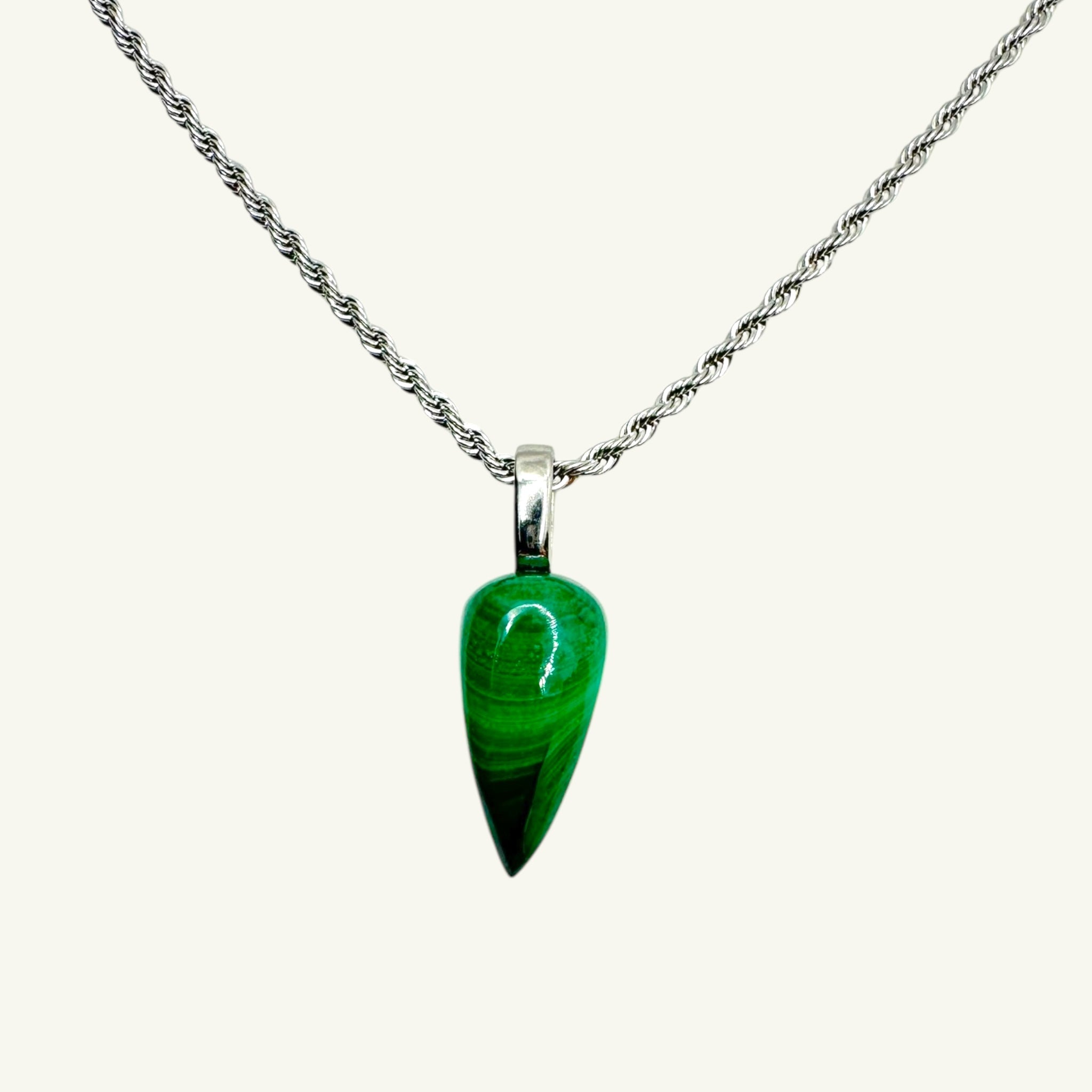 Collana malachite goccia 24x11 mm Sharifa Crystals